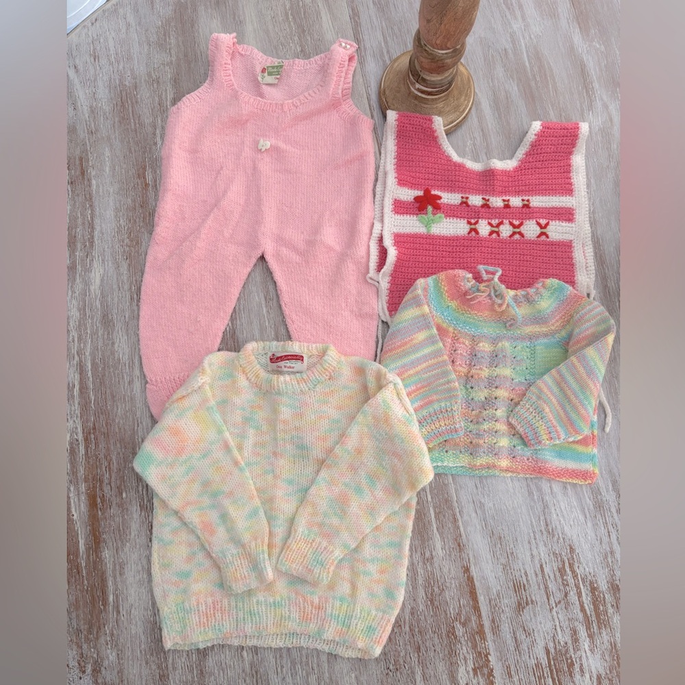 🌿👼 Vintage Handmade Knitted Baby Clothes